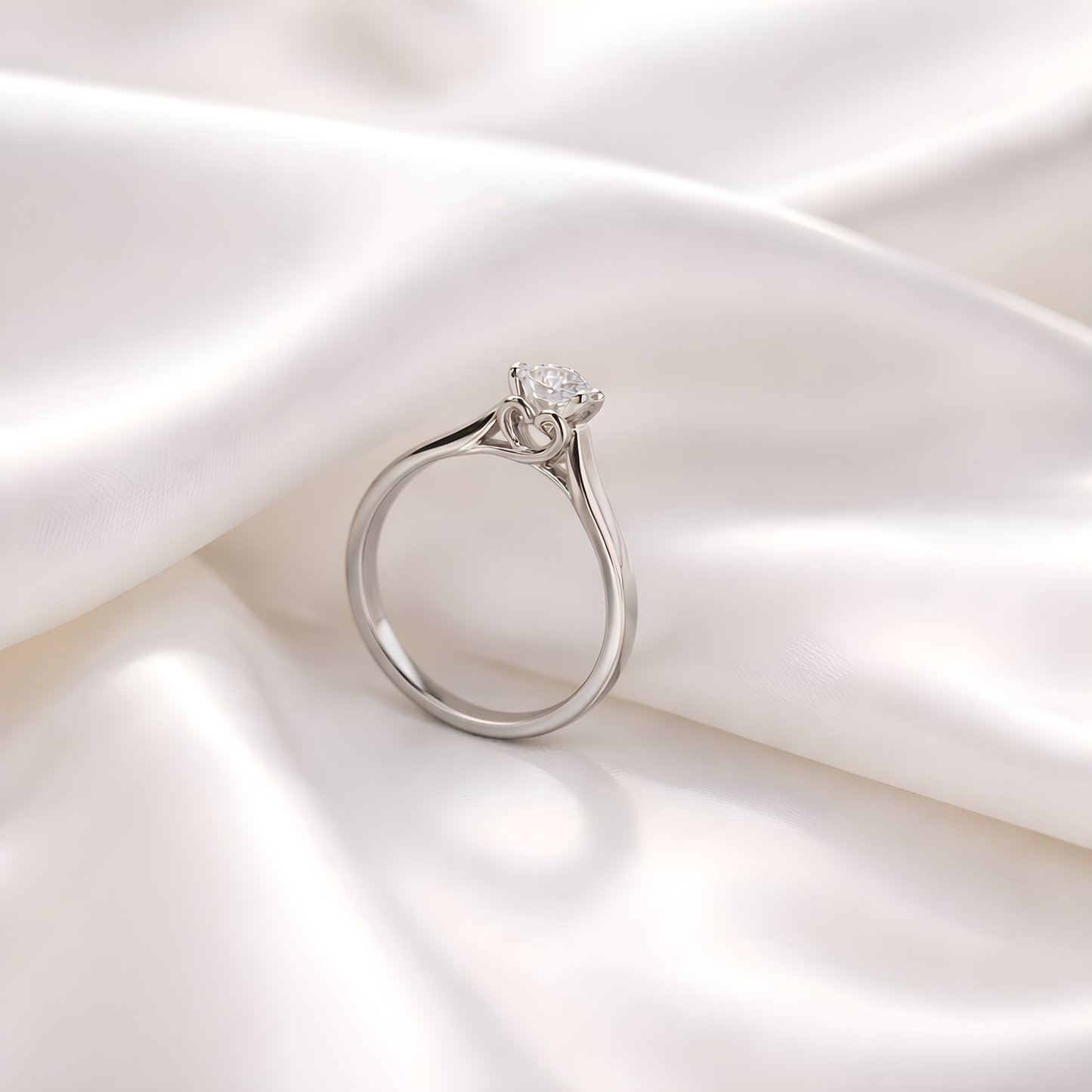 Μονόπετρο δαχτυλίδι από λευκόχρυσο 14k, Glamour Dainty Jewels, Άλιμος.