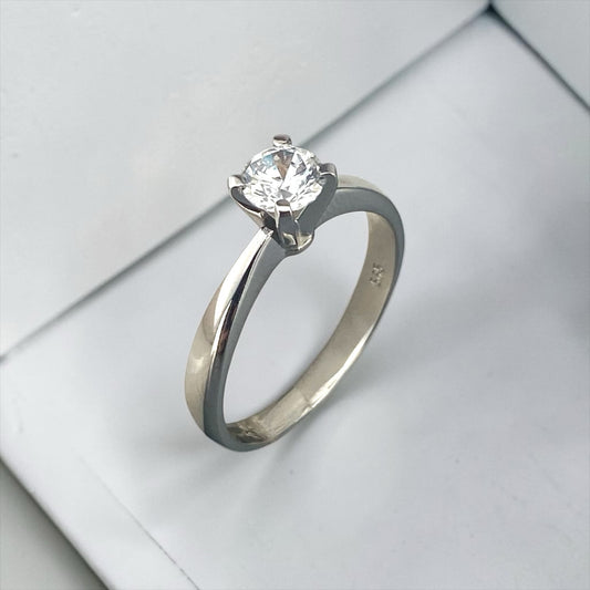 Μονόπετρο δαχτυλίδι από λευκόχρυσο 14k με κεντρική πέτρα ζιργκόν, Glamour Dainty Jewels, Άλιμος.