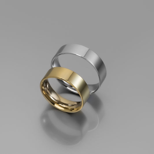 Άνετη επίπεδη χρυσή βέρα γάμου 6mm, Glamour Dainty Jewels, Άλιμος.