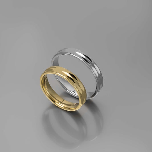 Άνετη χρυσή βέρα γάμου με ανάγλυφο μοτίβο 4mm, Glamour Dainty Jewels, Άλιμος.
