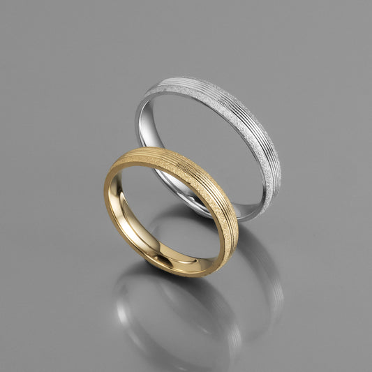 Ανάγλυφη χρυσή βέρα γάμου 3.5mm, Glamour Dainty Jewels, Άλιμος.