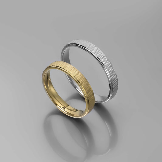 Χρυσή βέρα γάμου με ιδιαίτερη υφή 3.5mm, Glamour Dainty Jewels, Άλιμος.