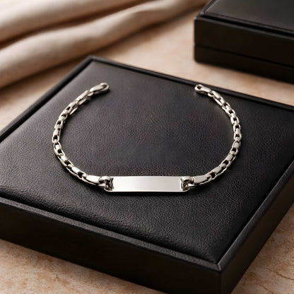 Children's 14k white gold ID bracelet with a classic link chain design, delicate baby jewelry by Glamour Dainty Jewels.