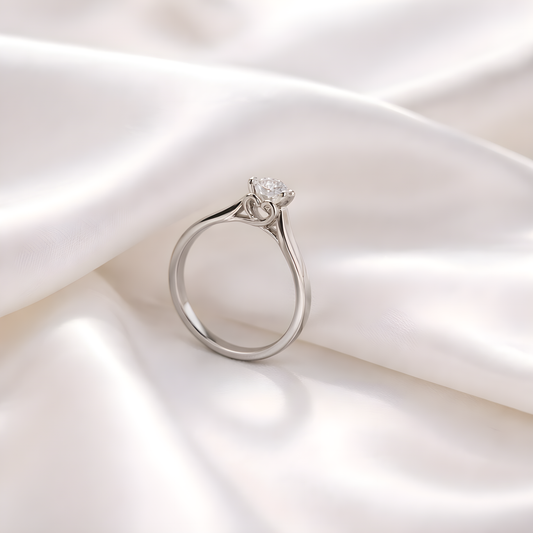 Μονόπετρο δαχτυλίδι από λευκόχρυσο 14k, Glamour Dainty Jewels, Άλιμος.