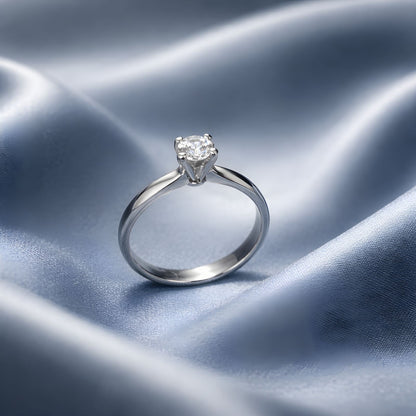 Μονόπετρο δαχτυλίδι από λευκόχρυσο 14k με κεντρική πέτρα ζιργκόν, Glamour Dainty Jewels, Άλιμος.