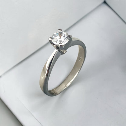 Μονόπετρο δαχτυλίδι από λευκόχρυσο 14k με κεντρική πέτρα ζιργκόν, Glamour Dainty Jewels, Άλιμος.