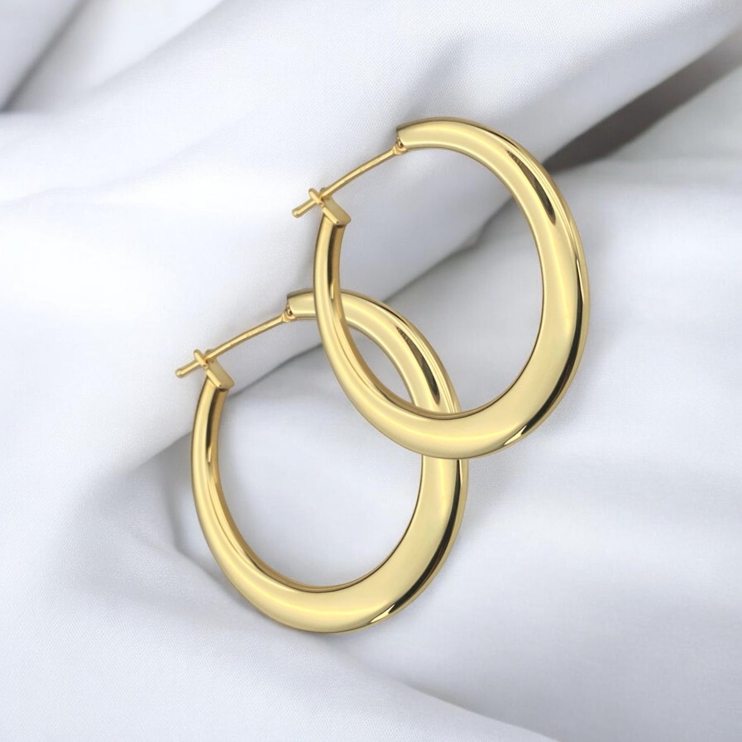 14k Yellow Gold Classic Polished Hoop Earrings