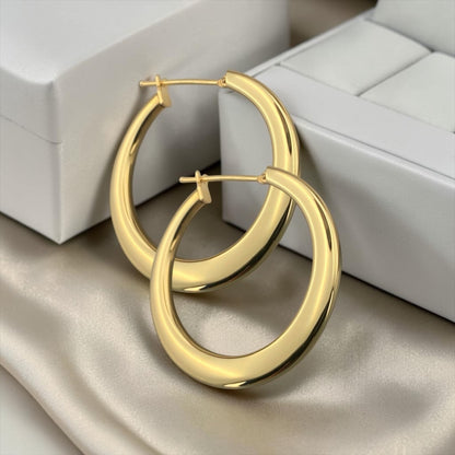 14k Yellow Gold Classic Polished Hoop Earrings