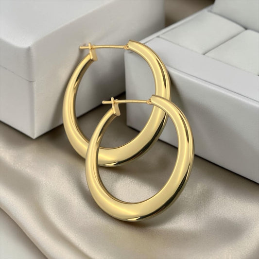 14k Yellow Gold Classic Polished Hoop Earrings