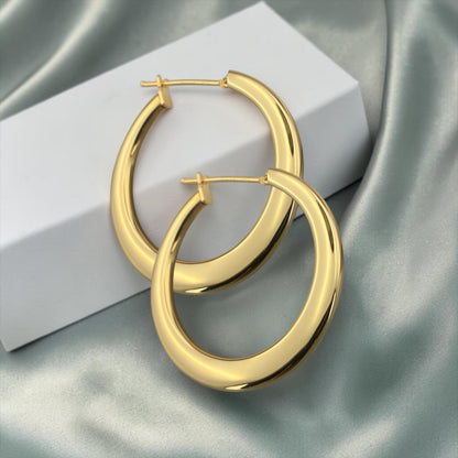 14k Yellow Gold Classic Polished Hoop Earrings