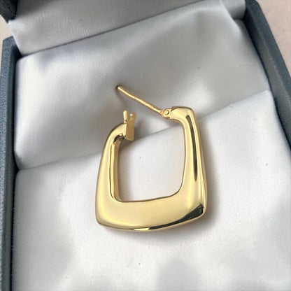 14k Yellow Gold Geometric Hoop Earrings