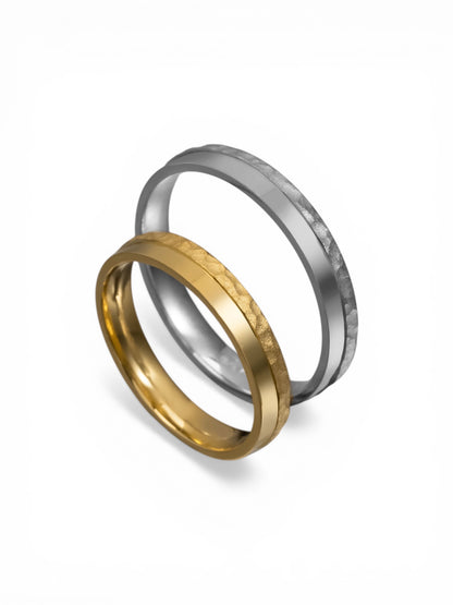Άνετη χρυσή βέρα γάμου με σχέδιο diamond cut 3.5mm, Glamour Dainty Jewels, Άλιμος.