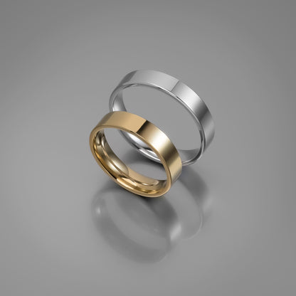 Άνετη επίπεδη χρυσή βέρα γάμου 4.5mm, Glamour Dainty Jewels, Άλιμος.