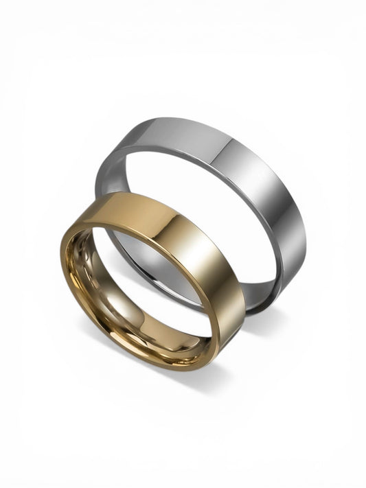 Άνετη επίπεδη χρυσή βέρα γάμου 5mm, Glamour Dainty Jewels, Άλιμος.