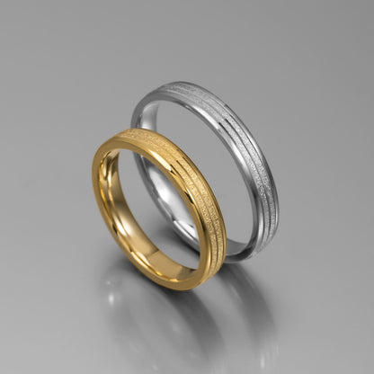 Άνετη χρυσή βέρα γάμου με αυλάκωση 3.5mm, Glamour Dainty Jewels, Άλιμος.