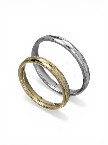 Άνετη χρυσή βέρα γάμου με ανάγλυφο μοτίβο 3mm, Glamour Dainty Jewels, Άλιμος.