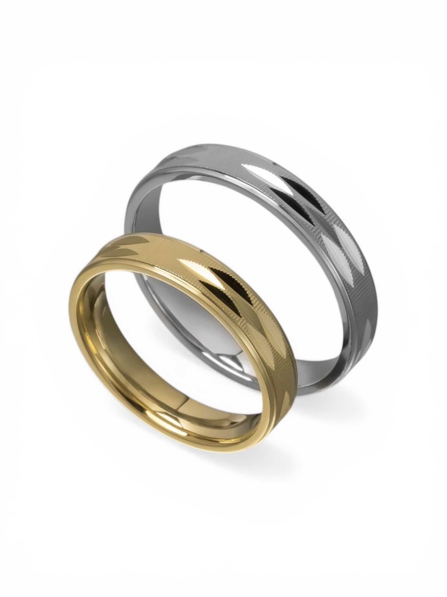 Άνετη χρυσή βέρα γάμου με ανάγλυφο μοτίβο 4mm, Glamour Dainty Jewels, Άλιμος.