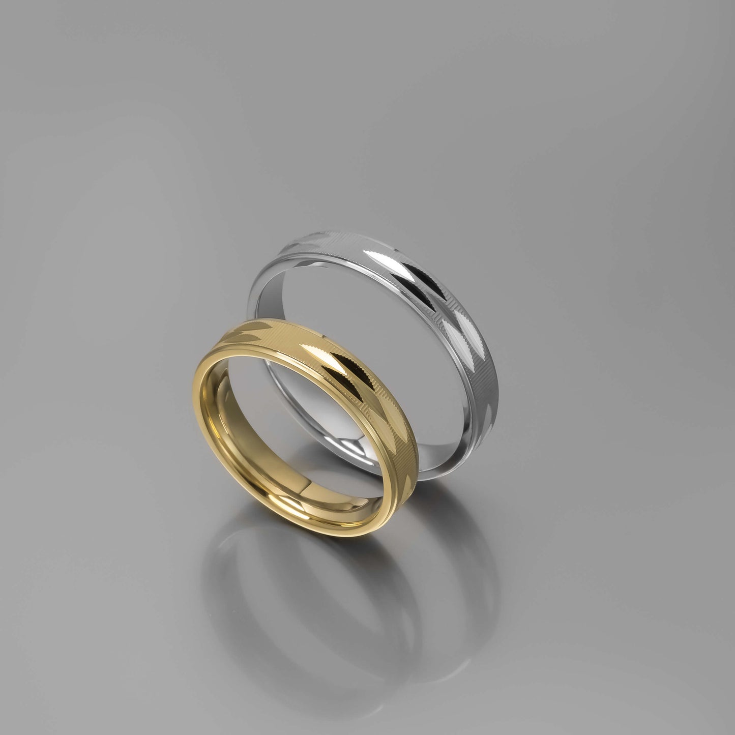 Άνετη χρυσή βέρα γάμου με ανάγλυφο μοτίβο 4mm, Glamour Dainty Jewels, Άλιμος.