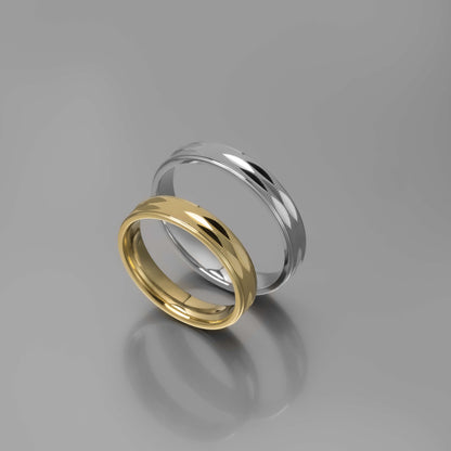 Άνετη χρυσή βέρα γάμου με ανάγλυφο μοτίβο 4mm, Glamour Dainty Jewels, Άλιμος.