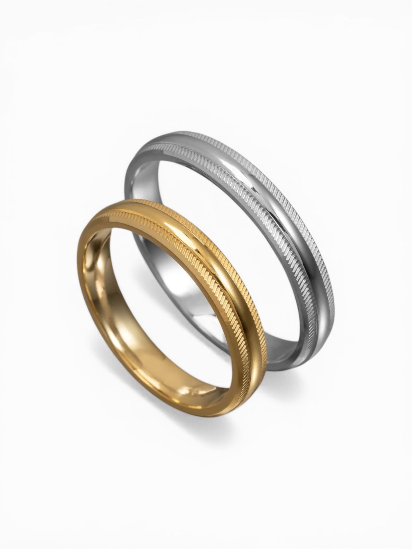 Άνετη χρυσή βέρα γάμου με ραβδώσεις (ribbed) 3.5mm, Glamour Dainty Jewels, Άλιμος.