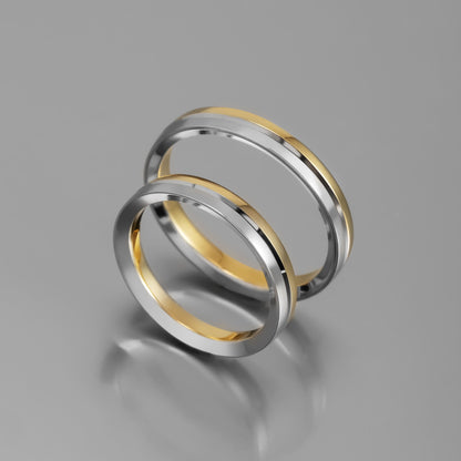 Άνετη δίχρωμη χρυσή βέρα γάμου 3.5mm, Glamour Dainty Jewels, Άλιμος.