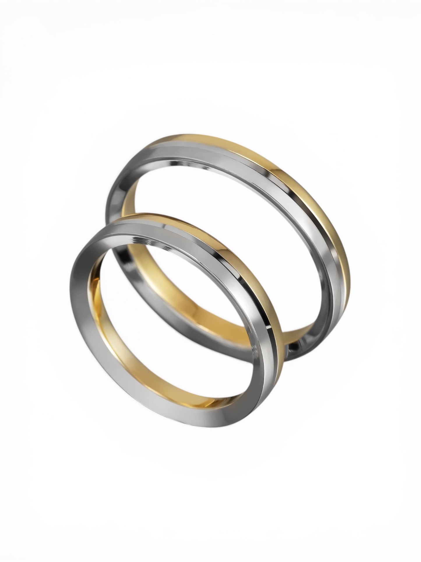 Άνετη δίχρωμη χρυσή βέρα γάμου 3.5mm, Glamour Dainty Jewels, Άλιμος.