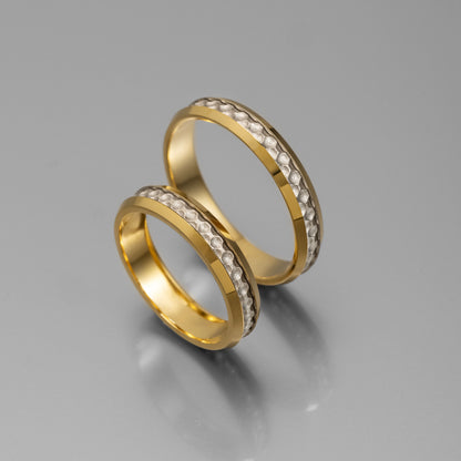 Άνετη δίχρωμη χρυσή βέρα γάμου 4.3mm, Glamour Dainty Jewels, Άλιμος.