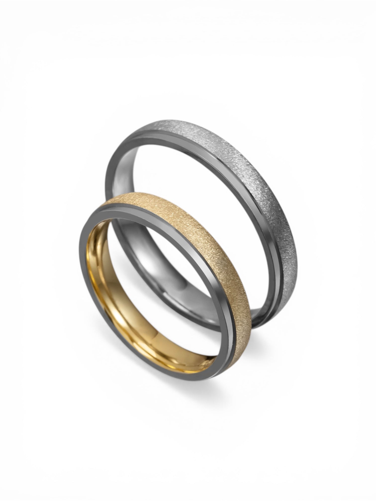 Άνετη δίχρωμη χρυσή βέρα γάμου με υφή stardust 3.5mm, Glamour Dainty Jewels, Άλιμος.