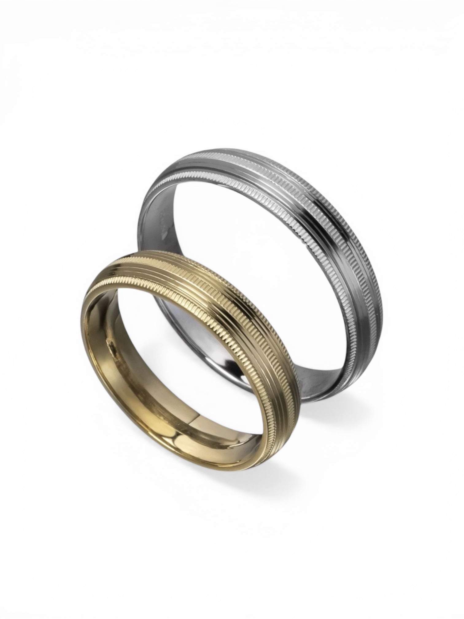 Χρυσή βέρα γάμου με λεπτή ανάγλυφη υφή 4.5mm, Glamour Dainty Jewels, Άλιμος.