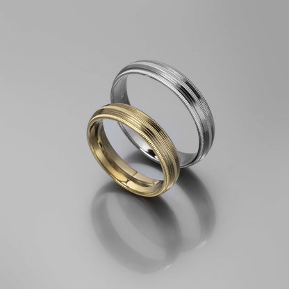 Χρυσή βέρα γάμου με λεπτή ανάγλυφη υφή 4.5mm, Glamour Dainty Jewels, Άλιμος.