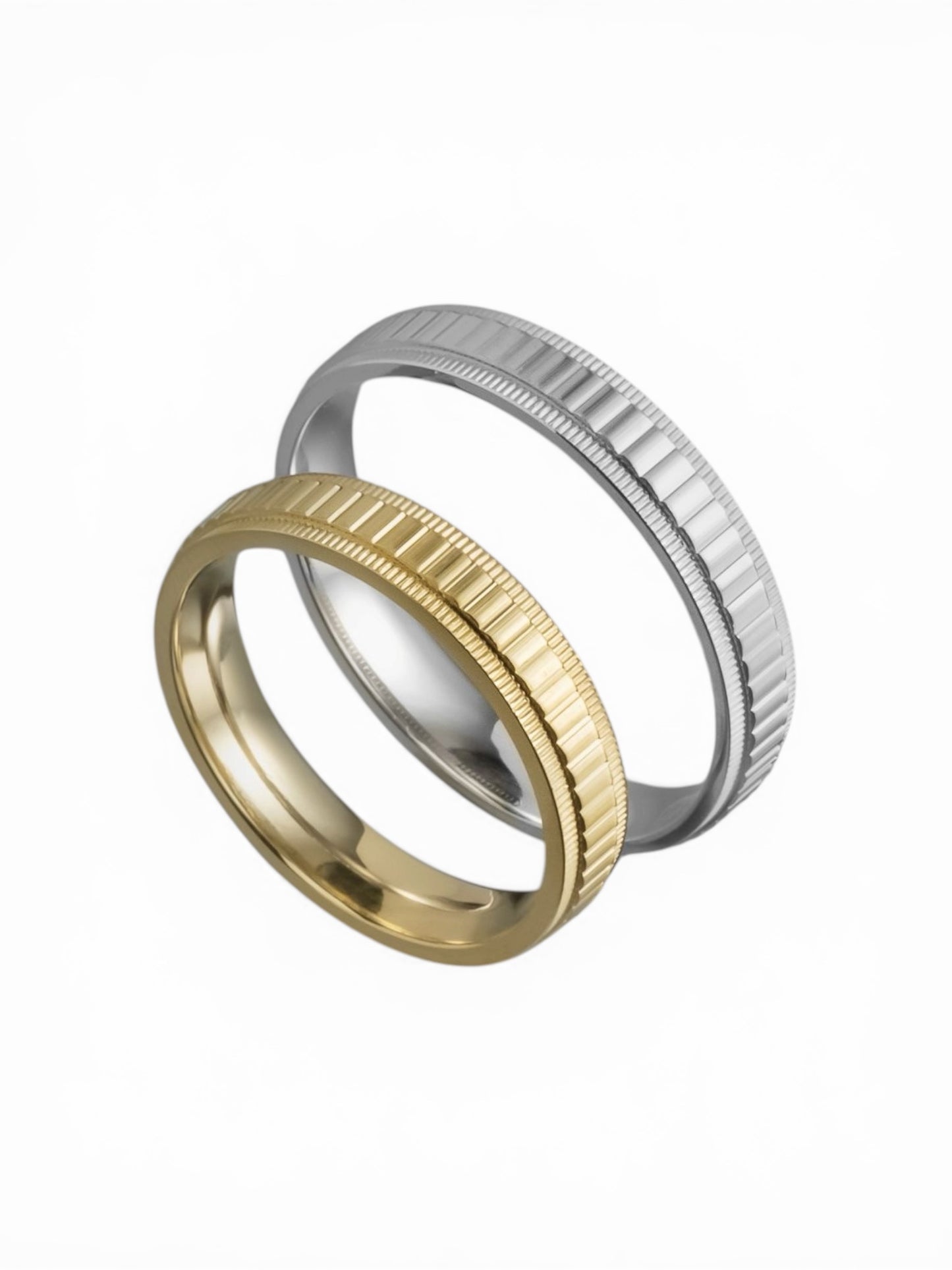 Χρυσή βέρα γάμου 3.5mm με ανάγλυφες ραβδώσεις, Glamour Dainty Jewels, Άλιμος.