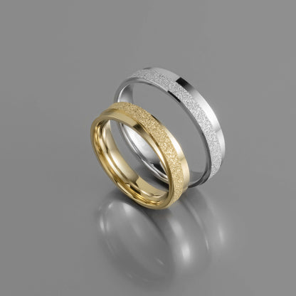 Χρυσή βέρα γάμου με σατινέ υφή 4.5mm, Glamour Dainty Jewels, Άλιμος.