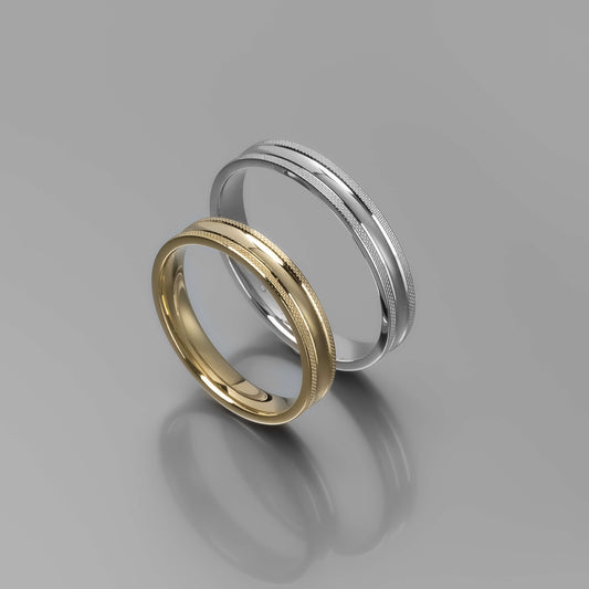Χειροποίητη ανάγλυφη χρυσή βέρα γάμου 3.5mm, Glamour Dainty Jewels, Άλιμος.