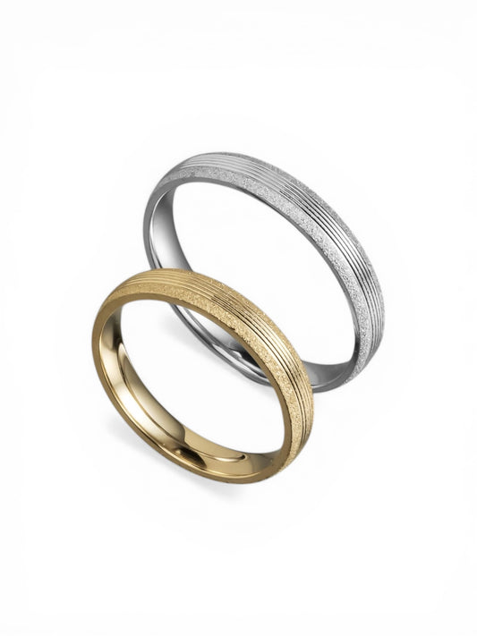 Ανάγλυφη χρυσή βέρα γάμου 3.5mm, Glamour Dainty Jewels, Άλιμος.
