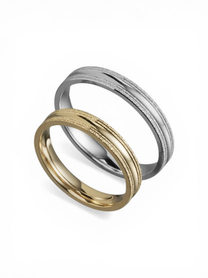 Ανάγλυφη χρυσή βέρα γάμου 3.5mm, Glamour Dainty Jewels, Άλιμος.