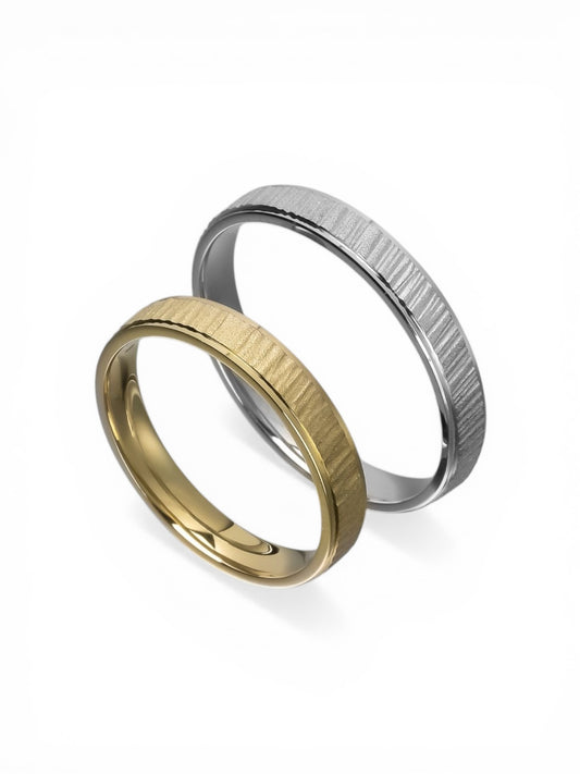 Χρυσή βέρα γάμου με ιδιαίτερη υφή 3.5mm, Glamour Dainty Jewels, Άλιμος.