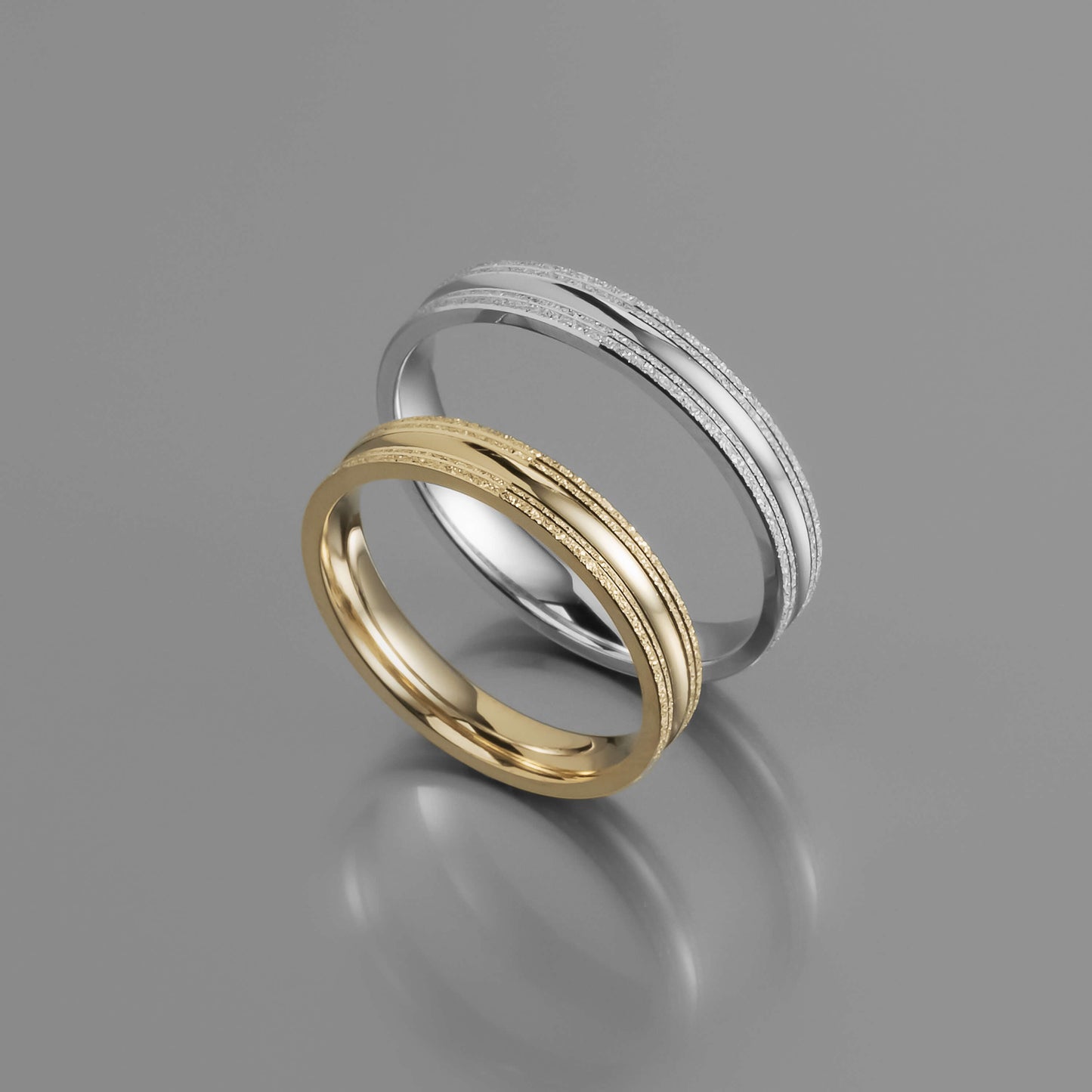 Ανάγλυφη χρυσή βέρα γάμου 3.5mm, Glamour Dainty Jewels, Άλιμος.