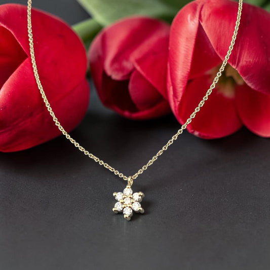 14k Gold Necklace With Lab-Grown Diamond 0.14cts