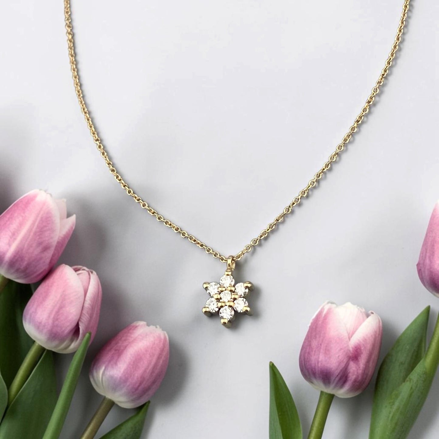 14k Gold Necklace With Lab-Grown Diamond 0.14cts