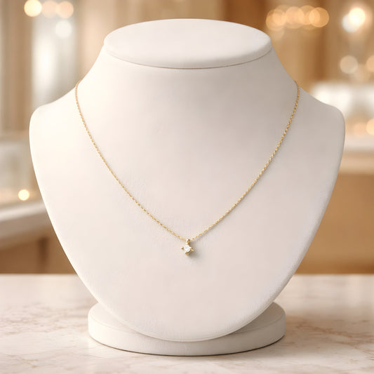 14k Gold Necklace With Lab-Grown Diamond 0.06cts