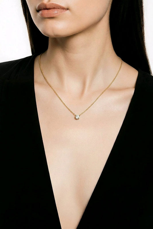 14k Gold Necklace With Lab-Grown Diamond 0.10cts
