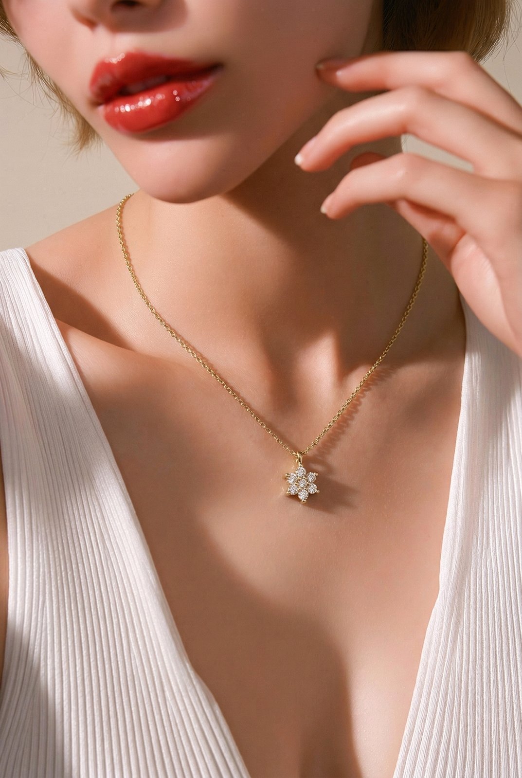 14k Gold Necklace With Lab-Grown Diamond 0.14cts