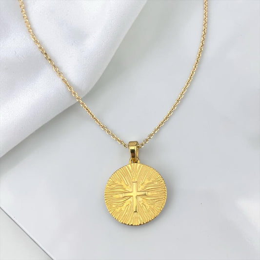 Double Sided 9k Gold Religious Pendant with Stones